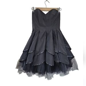 Black Swan Strapless Sweetheart Neckline Layered Tulle Special Event Dress 3/4